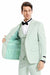 Graduation Suit - Men's Two Button Vested Peak Lapel Pastel Wedding & Prom Suit in Mint Green
