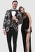 Mens Black Blazer - Mens Modern Vested White, Gold & Black Paisley Prom Tuxedo.
