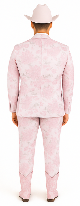 Package Package Combo Mens Pink Suit - Paisley Fancy Floral Suits with Matching Bowtie