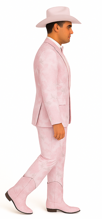 Package Package Combo Mens Pink Suit - Paisley Fancy Floral Suits with Matching Bowtie