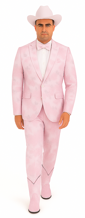 Package Package Combo Mens Pink Suit - Paisley Fancy Floral Suits with Matching Bowtie