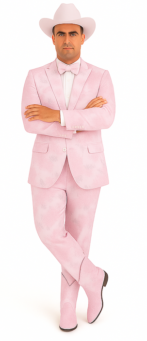 Package Package Combo Mens Pink Suit - Paisley Fancy Floral Suits with Matching Bowtie