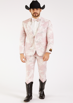 Package Package Combo Mens Pink Suit - Paisley Fancy Floral Suits with Matching Bowtie