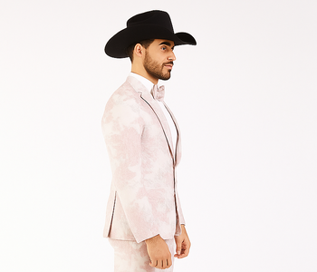 Package Package Combo Mens Pink Suit - Paisley Fancy Floral Suits with Matching Bowtie