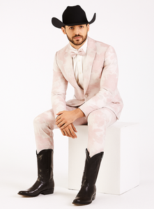 Package Package Combo Mens Pink Suit - Paisley Fancy Floral Suits with Matching Bowtie
