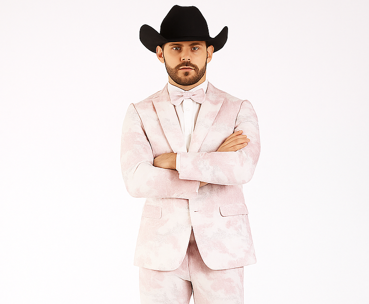 Package Package Combo Mens Pink Suit - Paisley Fancy Floral Suits with Matching Bowtie