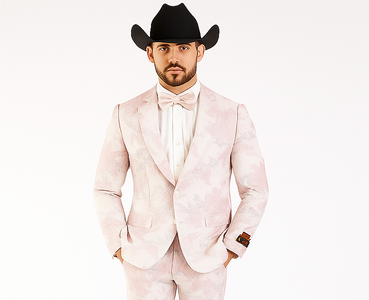 Package Package Combo Mens Pink Suit - Paisley Fancy Floral Suits with Matching Bowtie