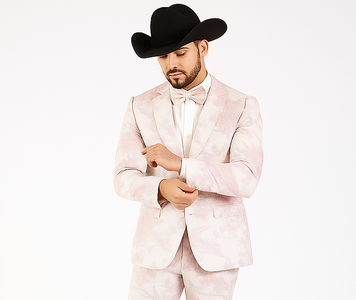 Package Package Combo Mens Pink Suit - Paisley Fancy Floral Suits with Matching Bowtie