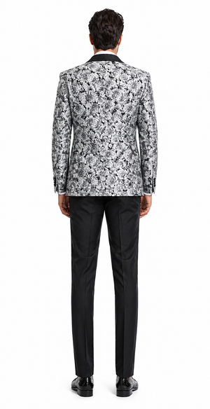 Paisley Suit - Wedding Tuxedo Suit - Prom Black ~ Silver Suit