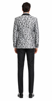 Paisley Suit - Wedding Tuxedo Suit - Prom Black ~ Silver Suit