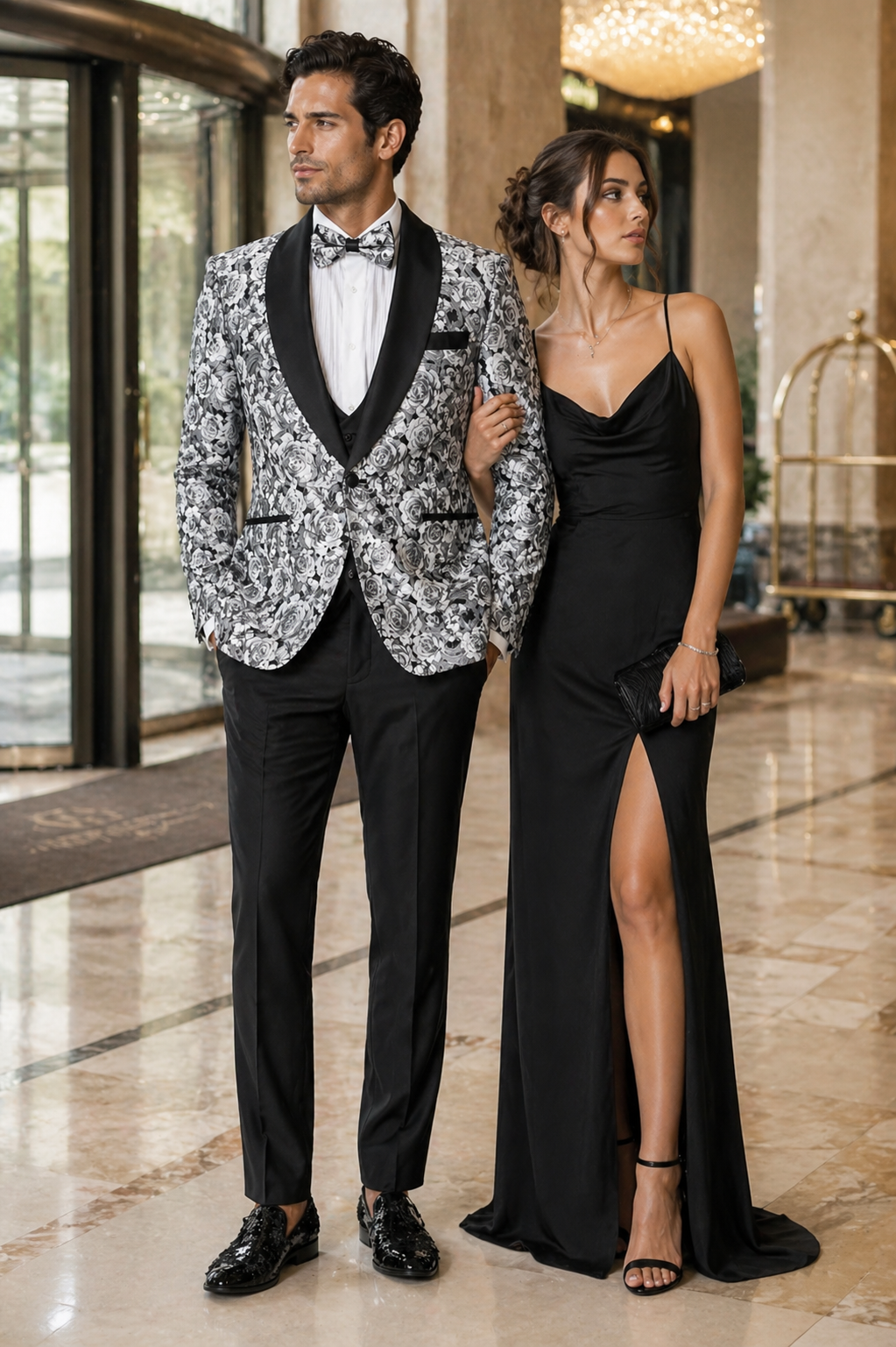 Paisley Suit - Wedding Tuxedo Suit - Prom Black ~ Silver Suit