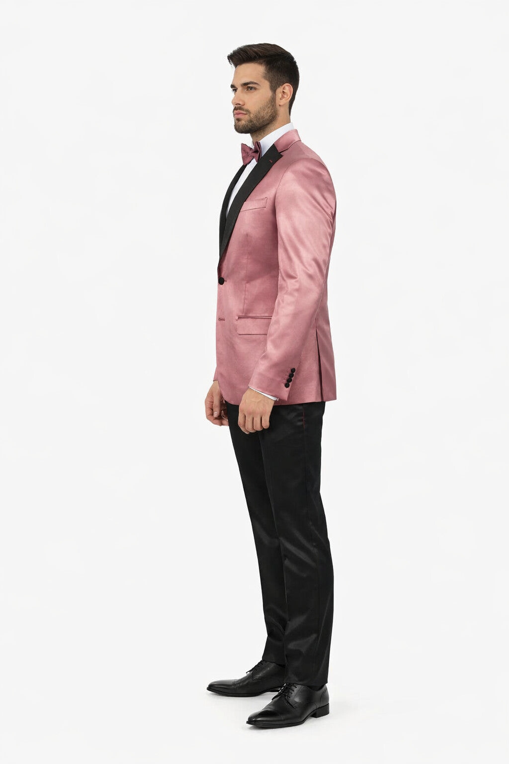 Men's ( Rose Gold - Dusty Rose ) - Blush Dark Pink  tuxedo Blazer Dinner Jacket - Image 3