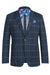 Pelago Blazer: Men's Navy Windowpane Slim Cotton Patch Pockets