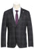 "Pelago Grey-Black Windowpane Plaid Blazer: Slim-Fit, Half-Canvas, Cotton Summer Style"