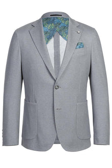 "Elevate Your Prom and Wedding: Pelago's Light Grey Unconstructed Sport Blazer with Patch Pockets"