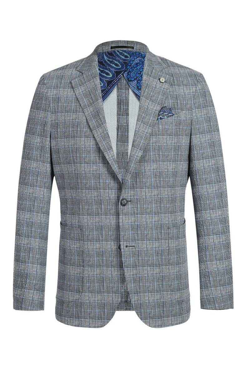 Pelago Blazer: Men's Navy Windowpane Slim Cotton Patch Pockets main image 0