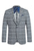 "Elevate Your Prom and Wedding Attire: Pelago's Grey & Blue Windowpane Blazer for Sophisticated Style"