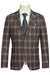 Pelago Men's Slim Cotton Blazer in Brown Windowpane Plaid - Half Canvas, Patch Pockets