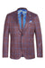 Pelago Men's Slim Fit Blazer - Burgundy & Blue Windowpane Plaid