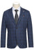 Pelago Navy Blazer: Mens Slim-Fit Windowpane Plaid Half-Canvas Cotton Jacket
