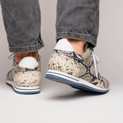 Zelli Peri Python-Embossed Calfskin Sneakers in Black / White