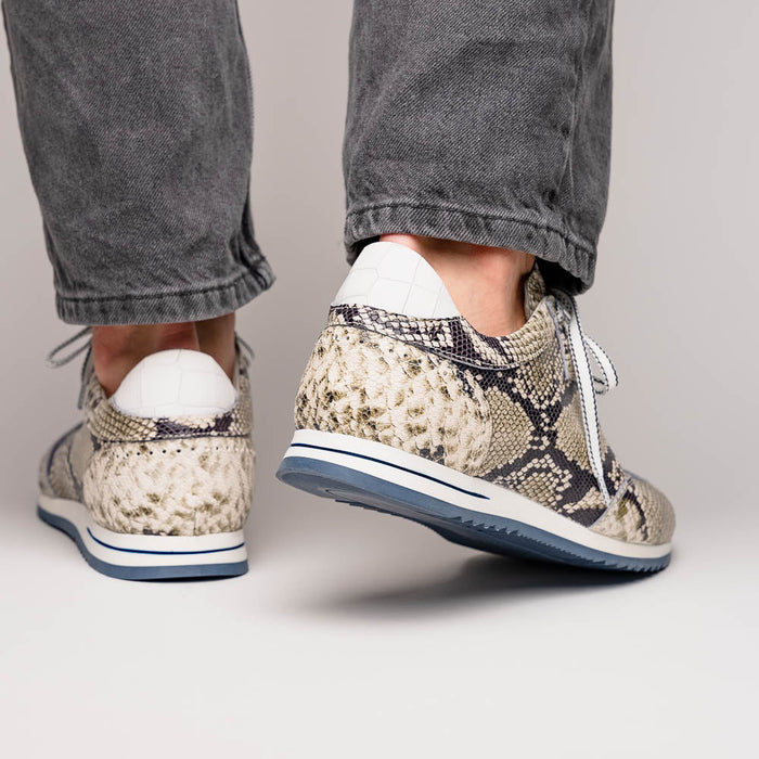 Zelli Peri Python-Embossed Calfskin Sneakers in Black / White