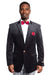 Mens Black Blazer - Men's One Button Peak Lapel Velvet Corduroy Fashion Blazer in Black