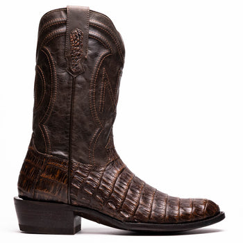 Marco Di Milano Phoenix Aged Brown Caiman Crocodile Round Toe Cowboy Boots - Image 2