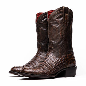Marco Di Milano Phoenix Aged Brown Caiman Crocodile Round Toe Cowboy Boots - Image 3