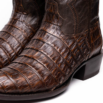 Marco Di Milano Phoenix Aged Brown Caiman Crocodile Round Toe Cowboy Boots - Image 4