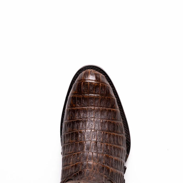 Marco Di Milano Phoenix Aged Brown Caiman Crocodile Round Toe Cowboy Boots