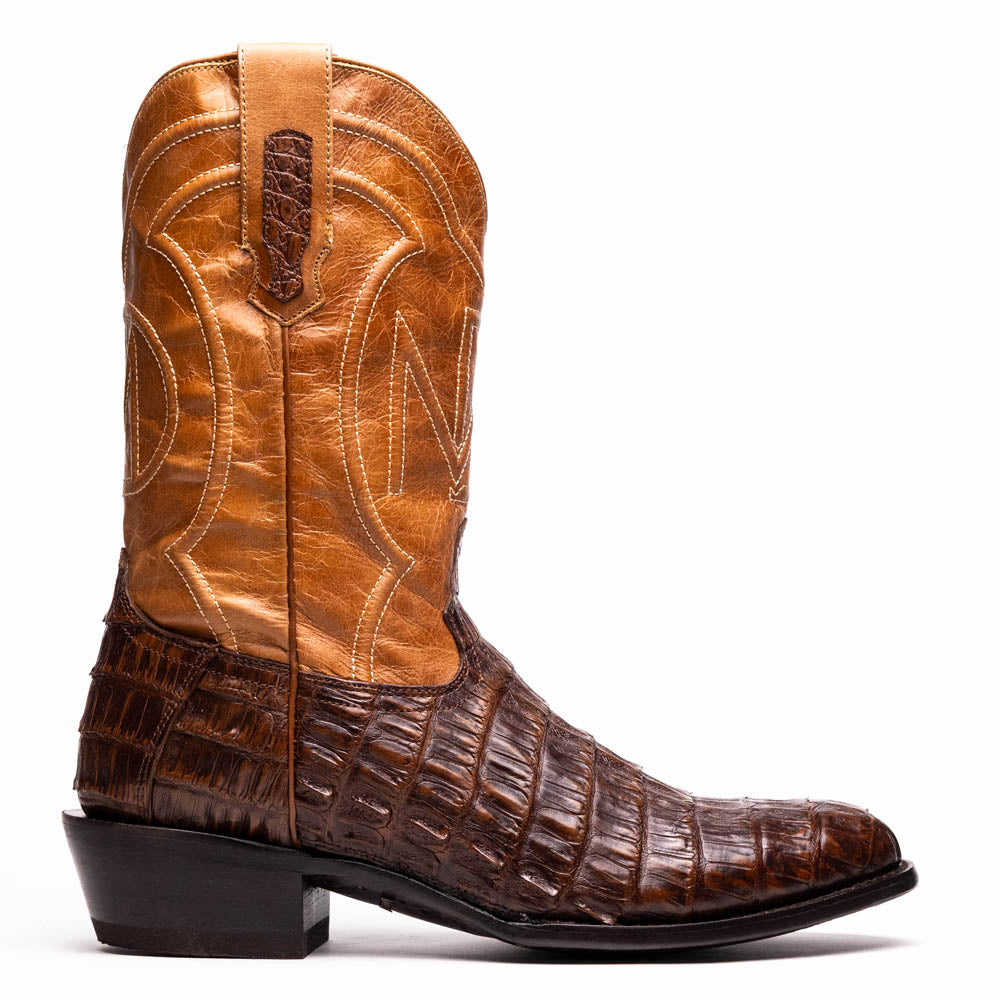 Marco Di Milano Phoenix Aged Maple Caiman Crocodile Round Toe Cowboy Boots - Image 2