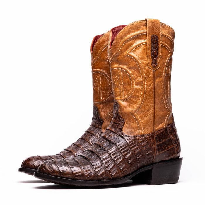 Marco Di Milano Phoenix Aged Maple Caiman Crocodile Round Toe Cowboy Boots - Image 3