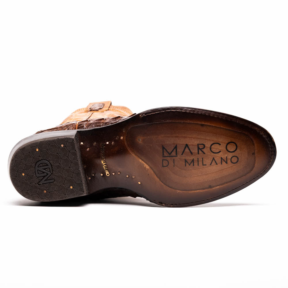 Marco Di Milano Phoenix Aged Maple Caiman Crocodile Round Toe Cowboy Boots - Image 5