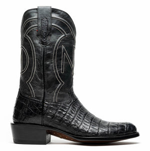 Marco Di Milano Phoenix Black Caiman Crocodile Round Toe Cowboy Boots - Image 2