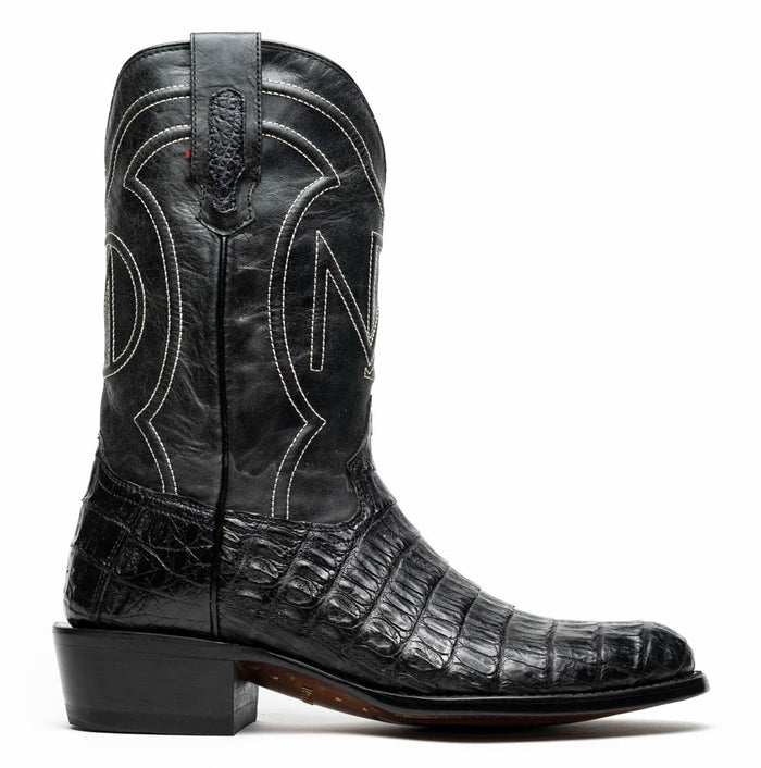 Marco Di Milano Phoenix Black Caiman Crocodile Round Toe Cowboy Boots - Image 2
