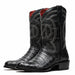 Marco Di Milano Phoenix Black Caiman Crocodile Round Toe Cowboy Boots