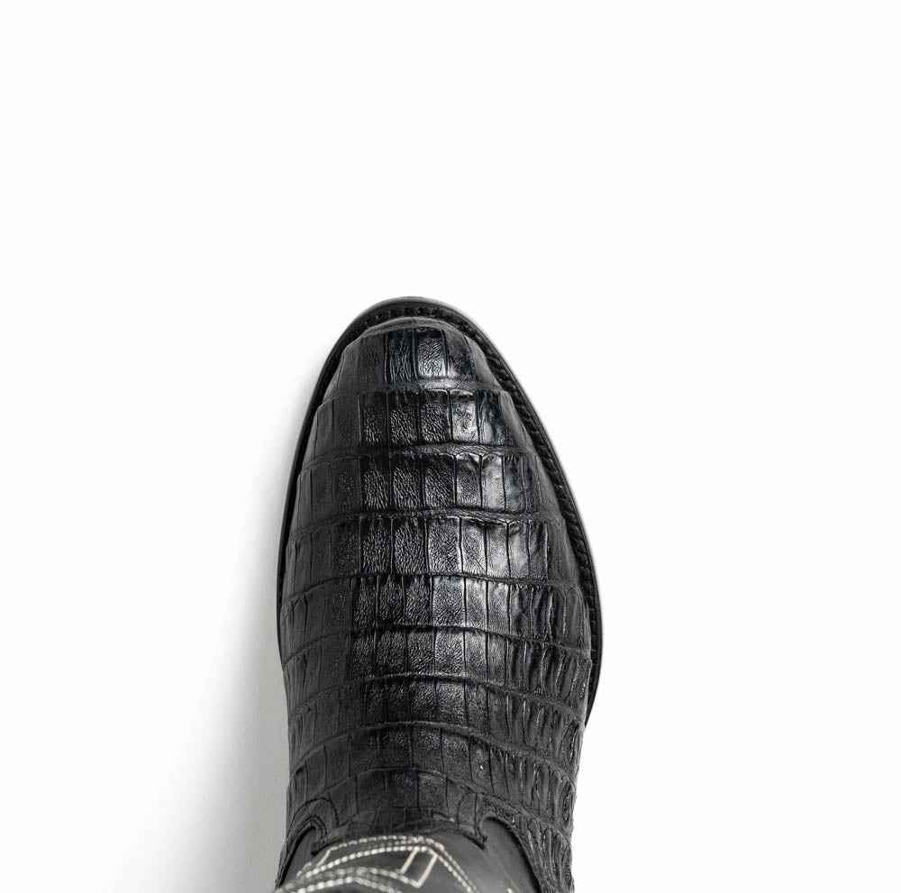Marco Di Milano Phoenix Black Caiman Crocodile Round Toe Cowboy Boots - Image 5