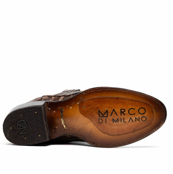 Marco Di Milano Phoenix Stone Brown Caiman Crocodile Round Toe Cowboy Boots