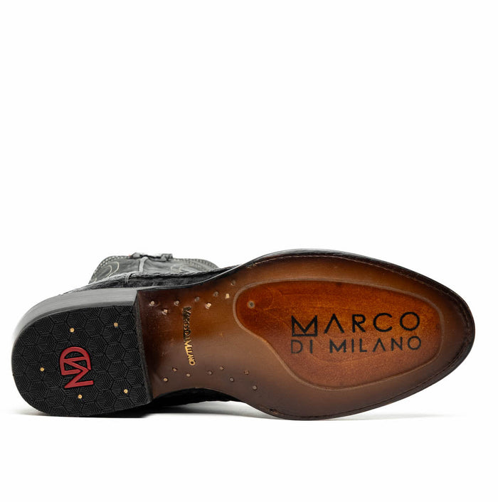 Marco Di Milano Phoenix Black Caiman Crocodile Round Toe Cowboy Boots - Image 6