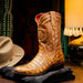 Marco Di Milano Phoenix Mustard Brown Caiman Crocodile Round Toe Cowboy Boots