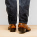 Marco Di Milano Phoenix Mustard Brown Caiman Crocodile Round Toe Cowboy Boots