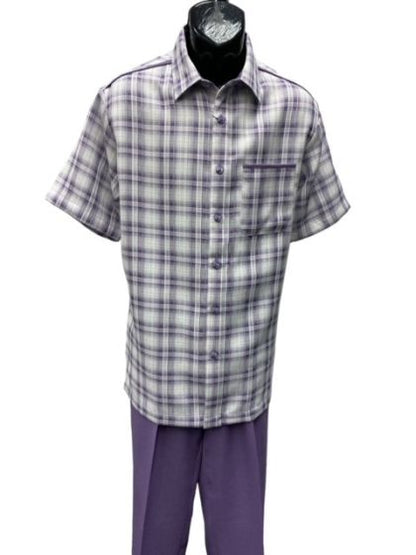 Mens 2 Piece Walking Suit - Textured Plaid