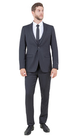 Stretch Fabric 4 Way Slim Fitted Mens Suit in Color Grey Peak Lapel One Button Vested 3 Piece