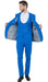 Stretch Fabric 4 Way Slim Fitted Mens Suit in Color Blue Peak Lapel One Button Vested 3 Piece