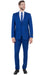 Stretch Fabric 4 Way Slim Fitted Mens Suit in Color Indigo Peak Lapel One Button Vested 3 Piece