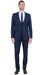 Stretch Fabric 4 Way Slim Fitted Mens Suit in Color Navy Blue Peak Lapel One Button Vested 3 Piece