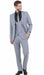 Stretch Fabric 4 Way Slim Fitted Mens Suit in Color Light Grey Peak Lapel One Button Vested 3 Piece