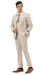 Stretch Fabric 4 Way Slim Fitted Mens Suit in Color Tan Peak Lapel One Button Vested 3 Piece