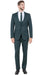 Stretch Fabric 4 Way Slim Fitted Mens Suit in Color Hunter Green Peak Lapel One Button Vested 3 Piece